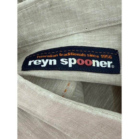 Reyn Spooner Mens Beige‎ Linen Blend Button-Up Shirt Dual Front Pockets - Picture 6 of 10